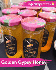 Golden Gypsy Honey - IngenuityFest Vendor - Jars of honey.